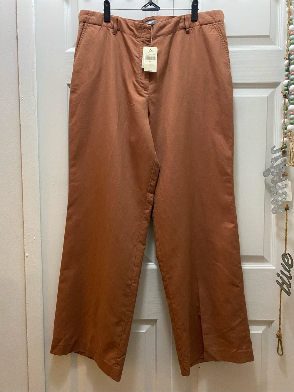 J. Jill Woman’s Relaxed Wide Leg Trousers in Cinnamon - Size 18 - Linen/Cotton